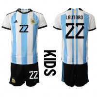 Argentina Lautaro Martinez #22 Fotballklær Hjemmedraktsett Barn VM 2022 Kortermet (+ korte bukser)